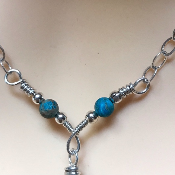 Necklace- Blue Crazy Lace Agate Sterling Silver Y Neclace - Picture 6 of 7